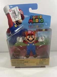 NEW Jakks Pacific 40560 World of Nintendo 4" Mario RACCOON MARIO W/LEAF Fig - Picture 1 of 4