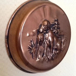 Kupfer Teller Schale Wandbild Wanddekoration Vintage Jagd Jagdhund mit Fasan - Bild 1 von 6