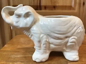 Vintage Ceramic White Elephant Planter Flower Pot 5” Tall x 8” Long USA Pottery - Picture 1 of 6