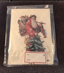 Vintage hand-glitzernder Weihnachtsmann Weihnachtsschmuck/Karte, neu nie benutzt. Must see - Bild 1 von 4