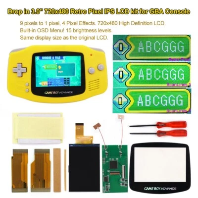 V5 Drop In GBA 3.0" 720x480 Retro pixel IPS LCD Kit For Game Boy Advance GBA - Image 1 of 4