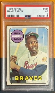 1969 TOPPS HANK AARON BASEBALL CARD PSA 3 VG VERY GOOD #100 - Picture 1 of 2