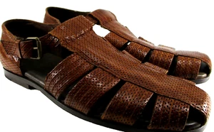 Tommy Bahama Herren Leder Sandalen Braun Größe 9D Stil H8022 Messingschnalle Indien - Bild 1 von 9