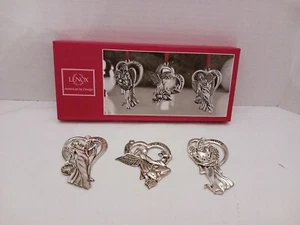 Nuevo de Lote Antiguo Lenox Juego de 3 Adornos de Ángel Plateados Amor Paz Esperanza - Imagen 1 de 7