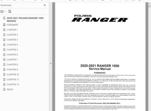 2020 Polaris Ranger 1000 Series Service Repair Manual PDF CD 9850045 (NON XP) - Picture 1 of 4