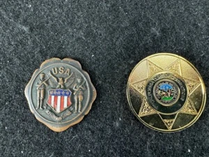 Vintage US Military War Coin and Calif Dept Of Corrections Medal - Picture 1 of 4