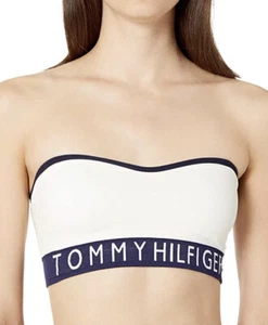 Tommy Hilfiger Womens Seamless Retro Style Logo Bandeau Bralette Bra Medium NWT - Picture 1 of 3