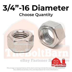 Tuercas hexagonales con acabado de acero inoxidable 3/4"-16 316 (elige la cantidad) - Imagen 1 de 7