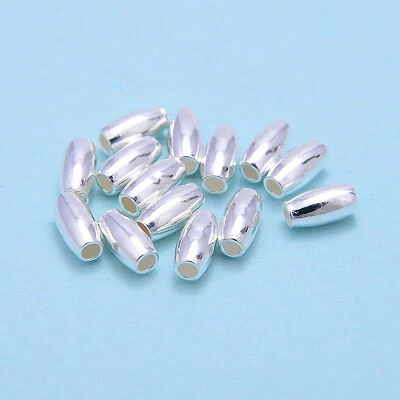 Cuentas de plata de ley 925 con forma de arroz tamaño 3x6 mm 20 piezas por bolsa Foto 1 de 3