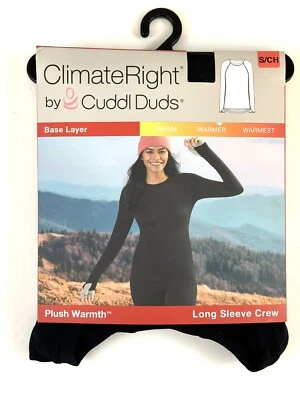 Top Cuddl Duds Capa Base Pequeño Negro Manga Larga Cuello Redondo Para Mujer’s Nuevo con Etiquetas Foto 1 de 4