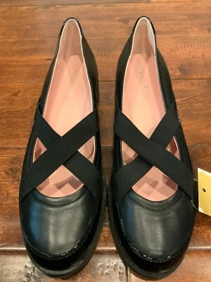 Taryn Rose Black "Twila" Mary Jane Criss-Cross Heels Shoes, Size 10 - Image 1 of 4