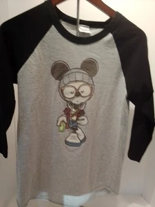 Mickey Mouse Hipster 3/4 Sleeve T-shirt By Wonderground Gallery Sz Small - Picture 1 of 3