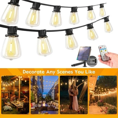 50FT Outdoor Solar String Lights for Patio Waterproof Connectable ST38 LED Light - Image 1 of 4