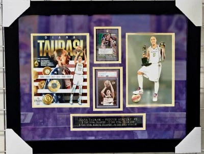DIANA TAURASI WNBA MERCURY PSA FLEER ROOKIE & CERTIFIED AUTOGRAPH CARDS FRAME - Image 1 of 4