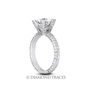 2 Carat G VS1 Round Cut Earth Mined Certified Diamonds 950 Plat. Accent Ring - Picture 1 of 3