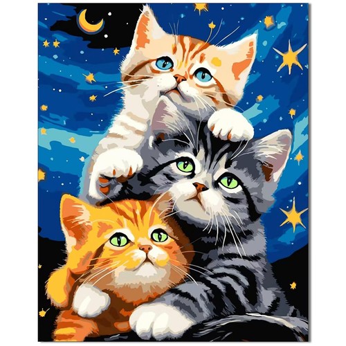 Peinture par Numéros Chat Adulte Paint By Numbers Adult avec 4 Pinceaux ...