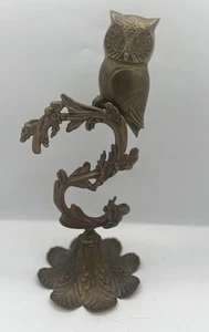 Vintage massive Messing Eule Skulptur - Jugendstil Ast Sockel, 12" Figur - Bild 1 von 13