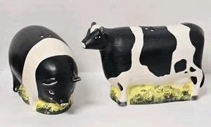 Sakura Warren Kimble Bauernhaus Kuh & Schwein Keramik Salz & Pfefferstreuer - Bild 1 von 7