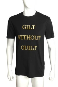 MOSCHINO COUTURE- NWT Black "Gilt Without Guilt" T-Shirt, Size Medium - Picture 1 of 5