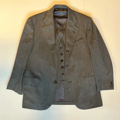 Винтажный костюм Brooks Brothers 346 из 2 предметов 38s серый в елочку фланелевый рулон 3/2 - Изображение 1 из 4