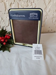 Croft & Barrow Herren Leder schmale Ausweis Brieftasche dunkelbraun neu in Geschenkdose - Bild 1 von 4