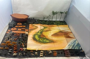 Vintage Arche Noah Miniatur Spielset mit Menschen & Tieren Hongkong Spielmatte LESEN - Bild 1 von 12