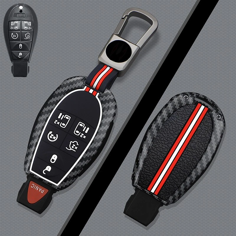 For Jeep For Chrysler For Dodge Caravan Zinc Alloy Silicone Car Key Case Cover Foto 1 de 4