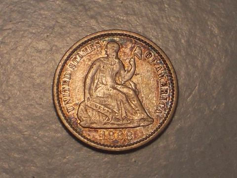 1868 Seated Liberty Half Dime (VF, Rare, & Attractive) Cover
