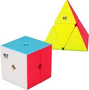 2 Pack Speed Cube Set 2x2x2 Pyramid Magic Cube Puzzle Toys Stickerless - Picture 1 of 5