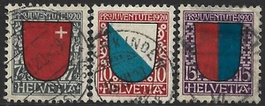 Switzerland 1920 Pro-Juventute Set of 3 SG.J14/J16 Used Cat:£60+ - Picture 1 of 2
