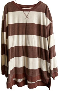 Maurices Top Sweater Pullover Womens 1X Brown White Stripe Brown White - Picture 1 of 5