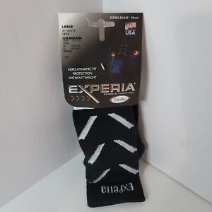 Experia Crew Socks Men's Black White Size Large New Coolmax Fiber Thorlos Pads