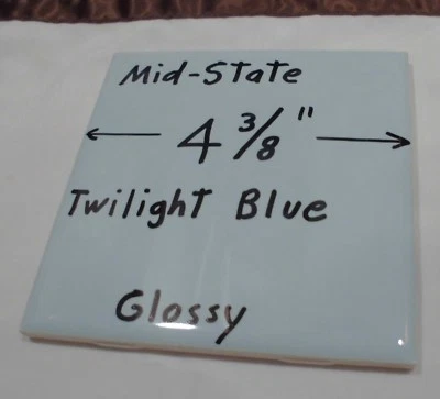 1 peça. Telha cerâmica brilhante vintage *azul crepúsculo* 4-3/8" por Mid-State Co. NOS - Imagem 1 de 4