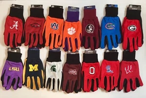 GUANTES DE TRABAJO UTILITARIO DEPORTIVO UNIVERSITARIO NCAA SIN AGARRE DESLIZANTE ADULTO ELIGE TU EQUIPO - Imagen 1 de 61