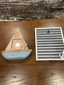 Lot Of 2 Picture Frames Anchor With Clip And Sail Boat 1221 - Picture 1 of 12