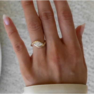 1 Carat Certified IGI HRD Lab Created Diamond Ring Set 14k Yellow Gold E F VS - Image 1 of 4