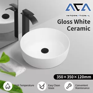 White Ceramic Hand Wash Basin Bathroom Vanity Sink Above Counter Top Round Bowl - Picture 1 of 7