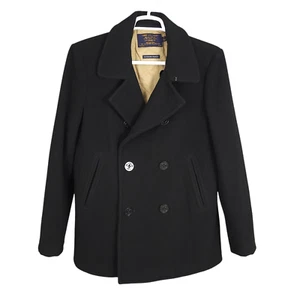J.CREW Herren Bayswater Peacoat M schwarz Wolle Stadiontuch zweireihig gefüttert - Bild 1 von 13