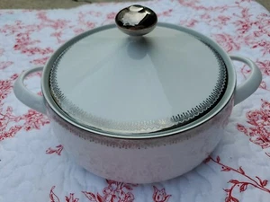 Mitterteich Bavaria Germany Silver Design Bone China Casserole Pot Handles w Lid - Picture 1 of 6
