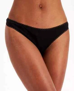 Charter Club Women's Cotton Thong Underwear, Black Large - Picture 1 of 2