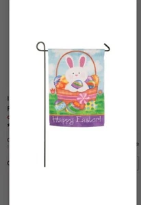 Meadow Creek Interior/Exterior Feliz Pascua Conejito Cesta Gamuza Jardín Bandera - Imagen 1 de 2