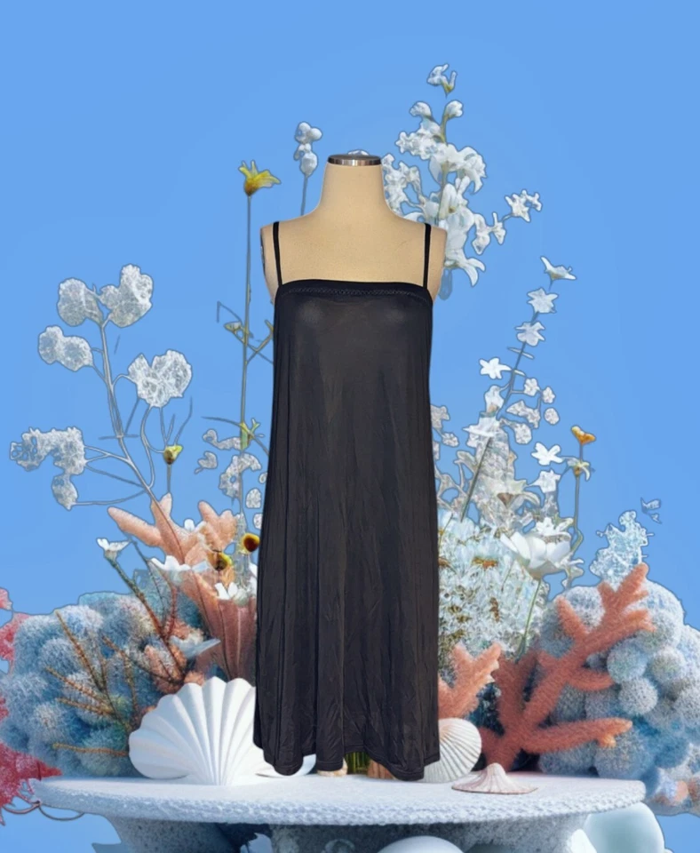 AQUASUIT by GRUPPO LA PERLA Italian Beach Swimsuit Cover Up Dress Black VTG 80's - Image 1 of 4