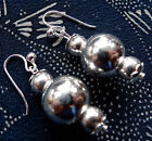 925 STERLING SILVER 12mm bead drop daisy flower cap pierced earrings -K69