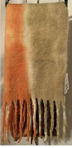 Time and Tru Women's Orange One Size Striped Fringe Blanket Wrap Scarf NWT - Picture 1 of 1