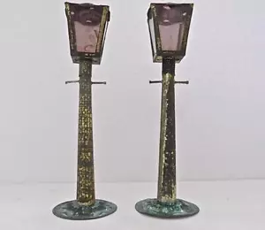 Pair Dated 1896 Tinplate 8" High Street Lamps Glass Globes (Carlisle & Finch?) - Picture 1 of 10