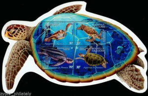 New Caledonia - "AQUARIUM OF NOUMEA ~ SEA TURTLES" Odd - Shaped MNH MS 2002 - Picture 1 of 6