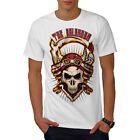 Wellcoda Skull Head Mens T-shirt, Bike Racing Graphic Design Printed Tee