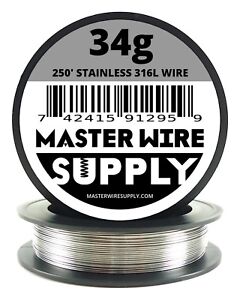 MWS - SS 316L - 250 ft. 34 Gauge AWG Stainless Steel Resistance Wire 34g 250’