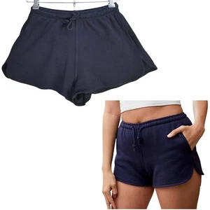 Brandy Melville Shorts Cotton Navy Elastic Waist GYM Yoga Jogging Size UK 8 - Picture 1 of 16