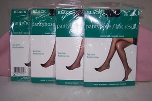 (4) Pantimedias Lycra Queen Size Day negras transparentes punta reforzada 160-190 libras. NUEVO - Imagen 1 de 2
